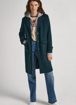 Women Pepe Jeans Long Wool Coat