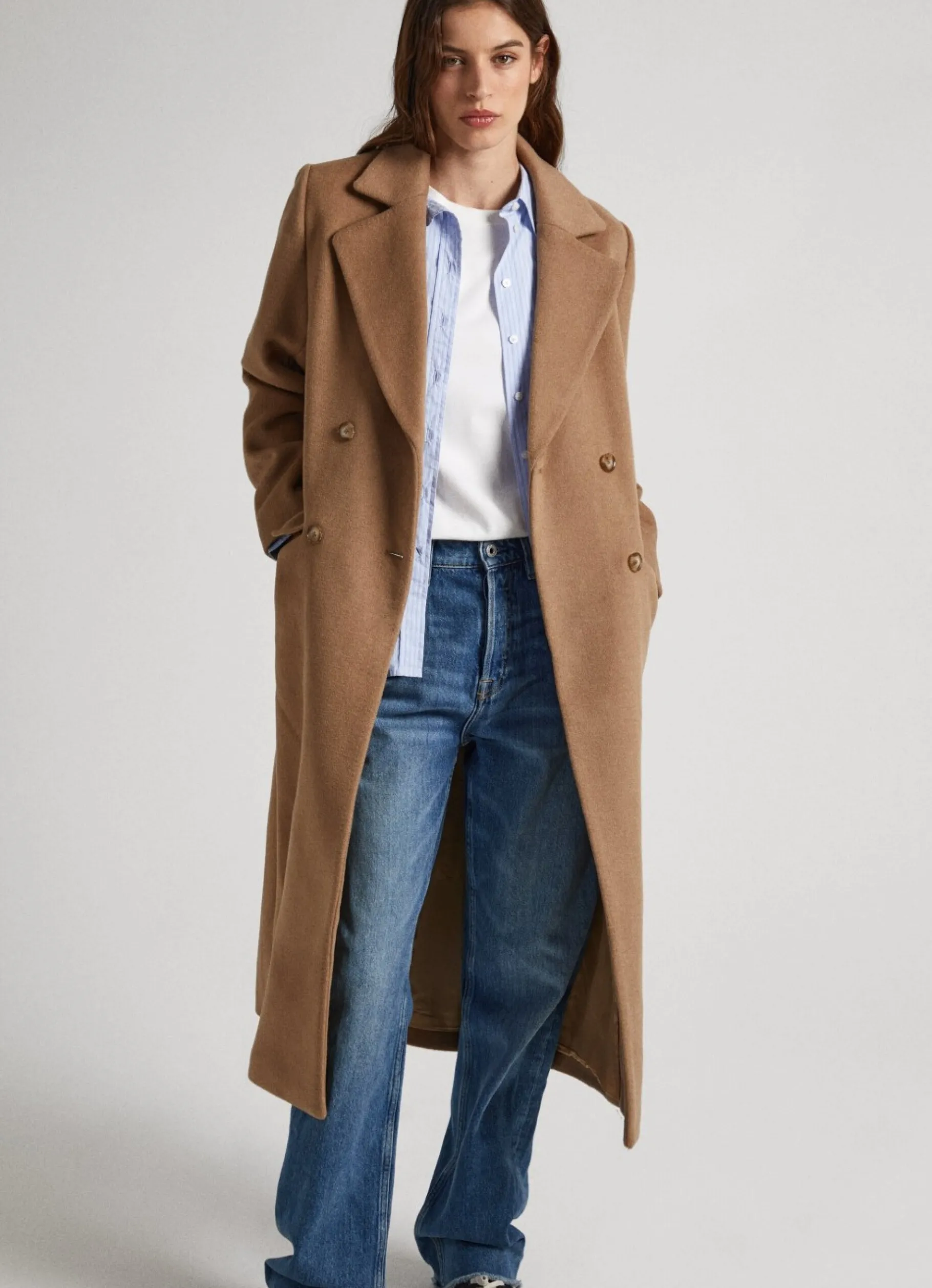 Women Pepe Jeans Long Wool Coat