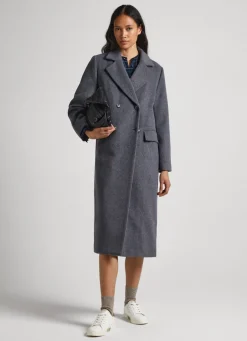 Women Pepe Jeans Long Wool Coat