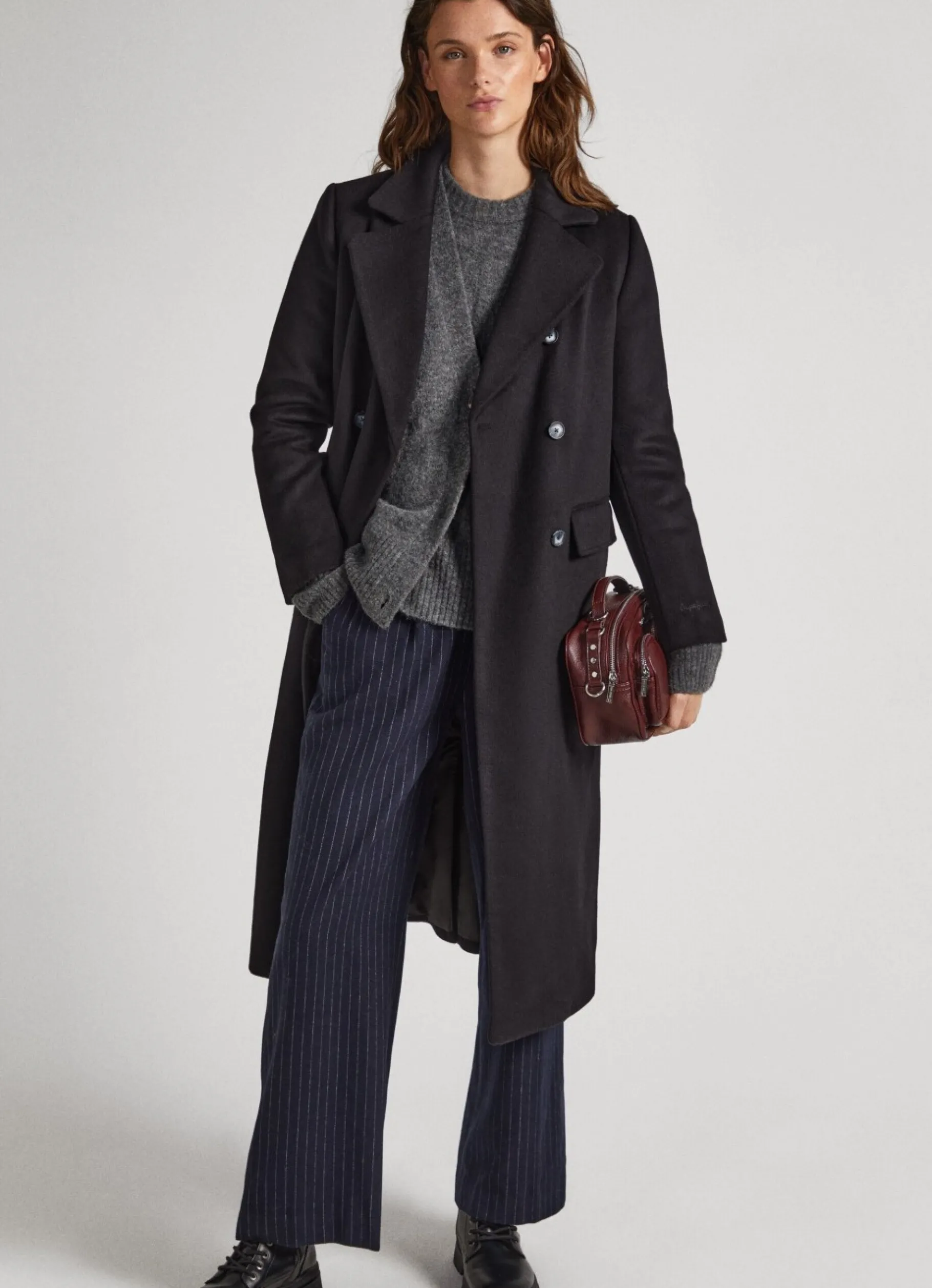 Women Pepe Jeans Long Wool Coat