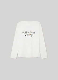 Girl Pepe Jeans Long-Sleeve Logo Print T-Shirt
