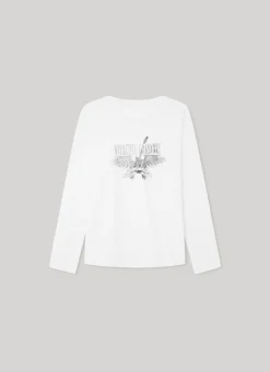 Girl Pepe Jeans Long-Sleeve Logo Print T-Shirt