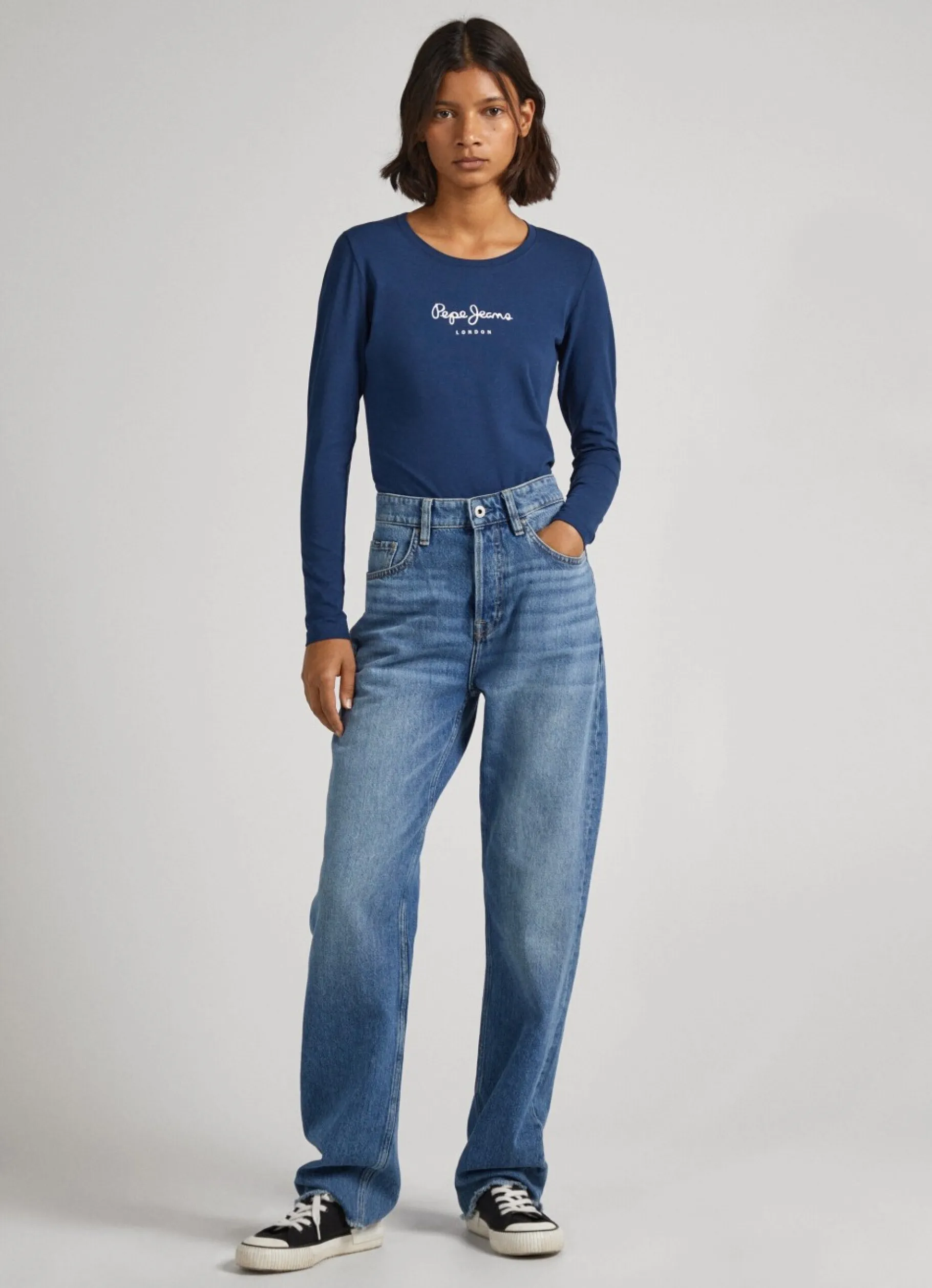 Women Pepe Jeans Long-Sleeved Cotton T-Shirt
