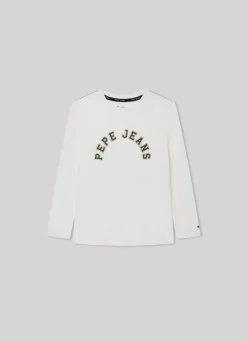 Boy Pepe Jeans Long-Sleeved Logo Print T-Shirt