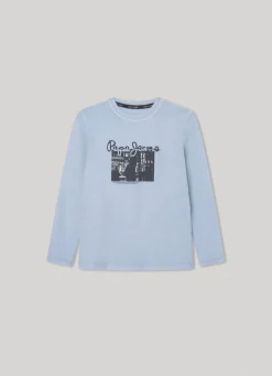 Boy Pepe Jeans Long-Sleeved Logo Print T-Shirt