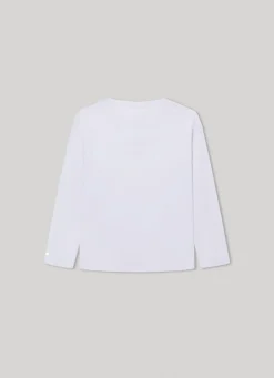 Girl Pepe Jeans Long-Sleeved Strass Logo T-Shirt