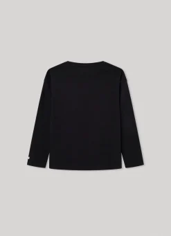 Girl Pepe Jeans Long-Sleeved Strass Logo T-Shirt