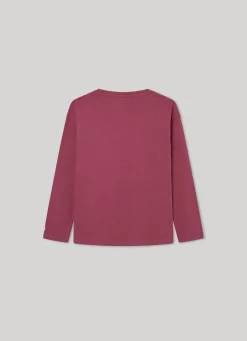Girl Pepe Jeans Long-Sleeved Strass Logo T-Shirt