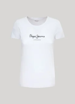 Women Pepe Jeans Lycra T-Shirt With Printed Logo