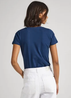 Women Pepe Jeans Lycra T-Shirt With Printed Logo