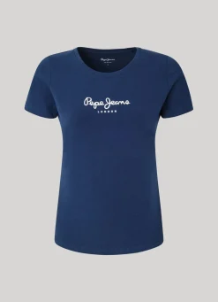 Women Pepe Jeans Lycra T-Shirt With Printed Logo