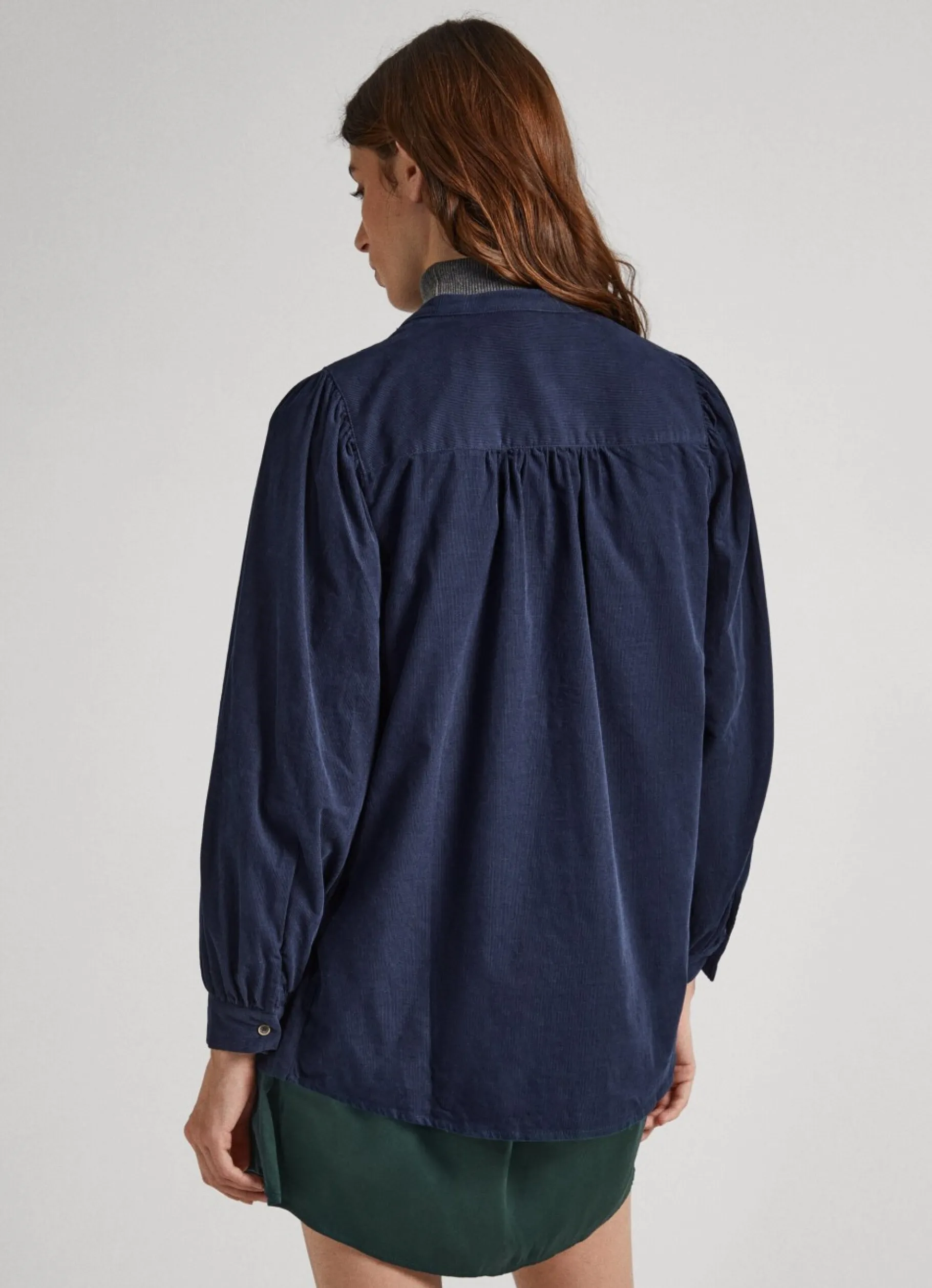 Women Pepe Jeans Mandarin Collar Corduroy Blouse