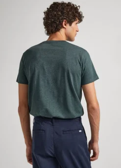 Men Pepe Jeans Melange Cotton Round Neck T-Shirt