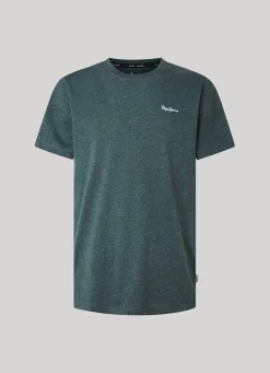 Men Pepe Jeans Melange Cotton Round Neck T-Shirt