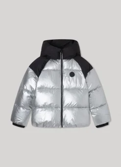 Girl Pepe Jeans Metallic Puffer Jacket With Hood