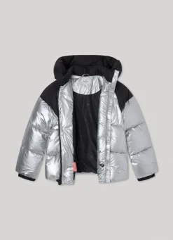 Girl Pepe Jeans Metallic Puffer Jacket With Hood