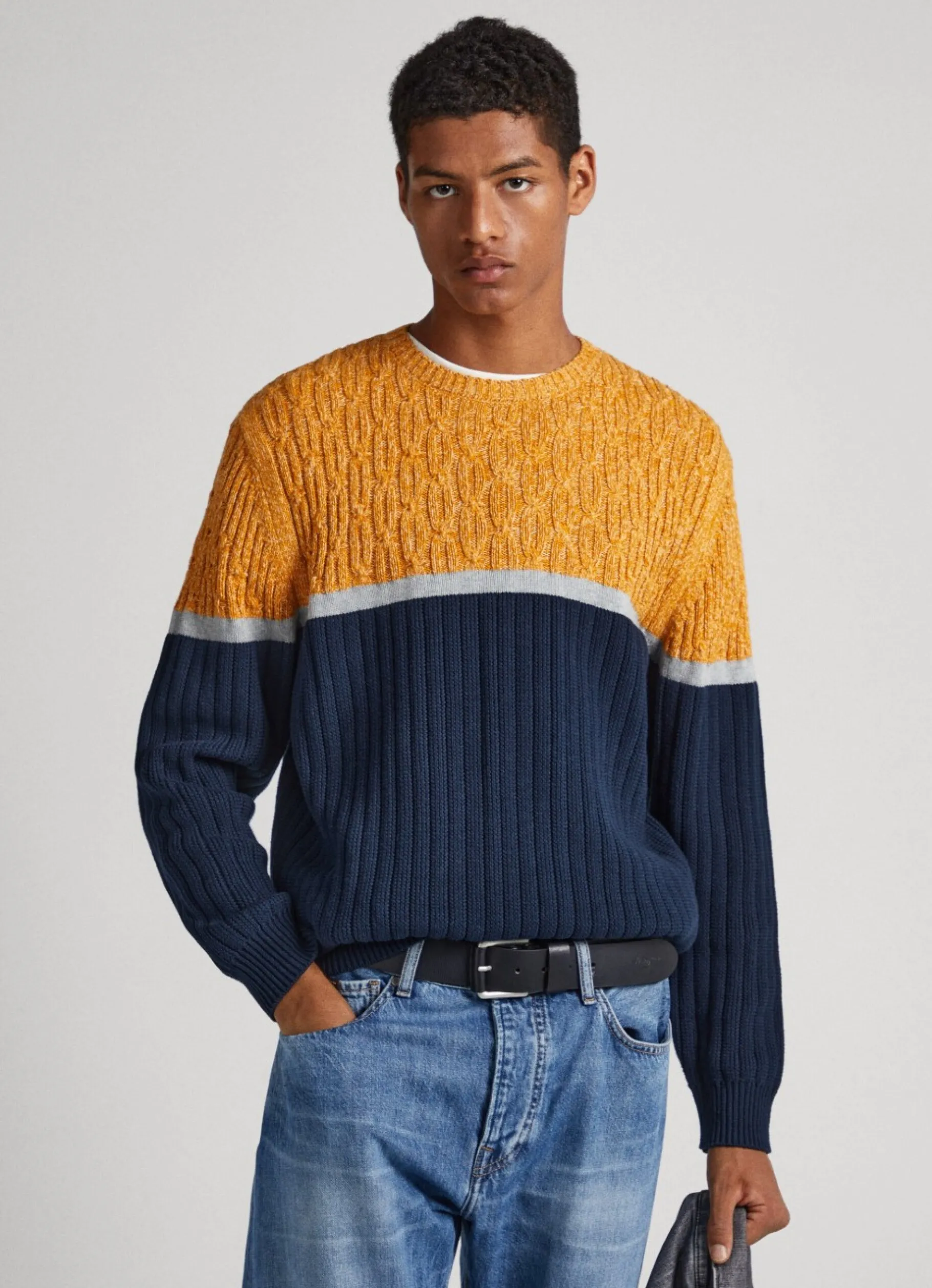 Men Pepe Jeans Mixed Stitch Sweatshirt