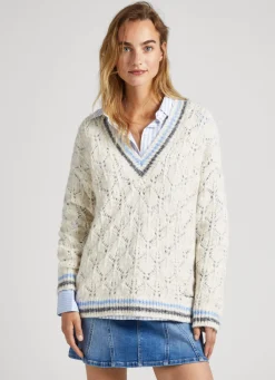 Women Pepe Jeans Openwork Detail Jumper