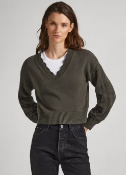 Women Pepe Jeans Openwork Sleeve Knit