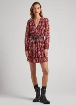 Women Pepe Jeans Ornamental Chiffon Dress