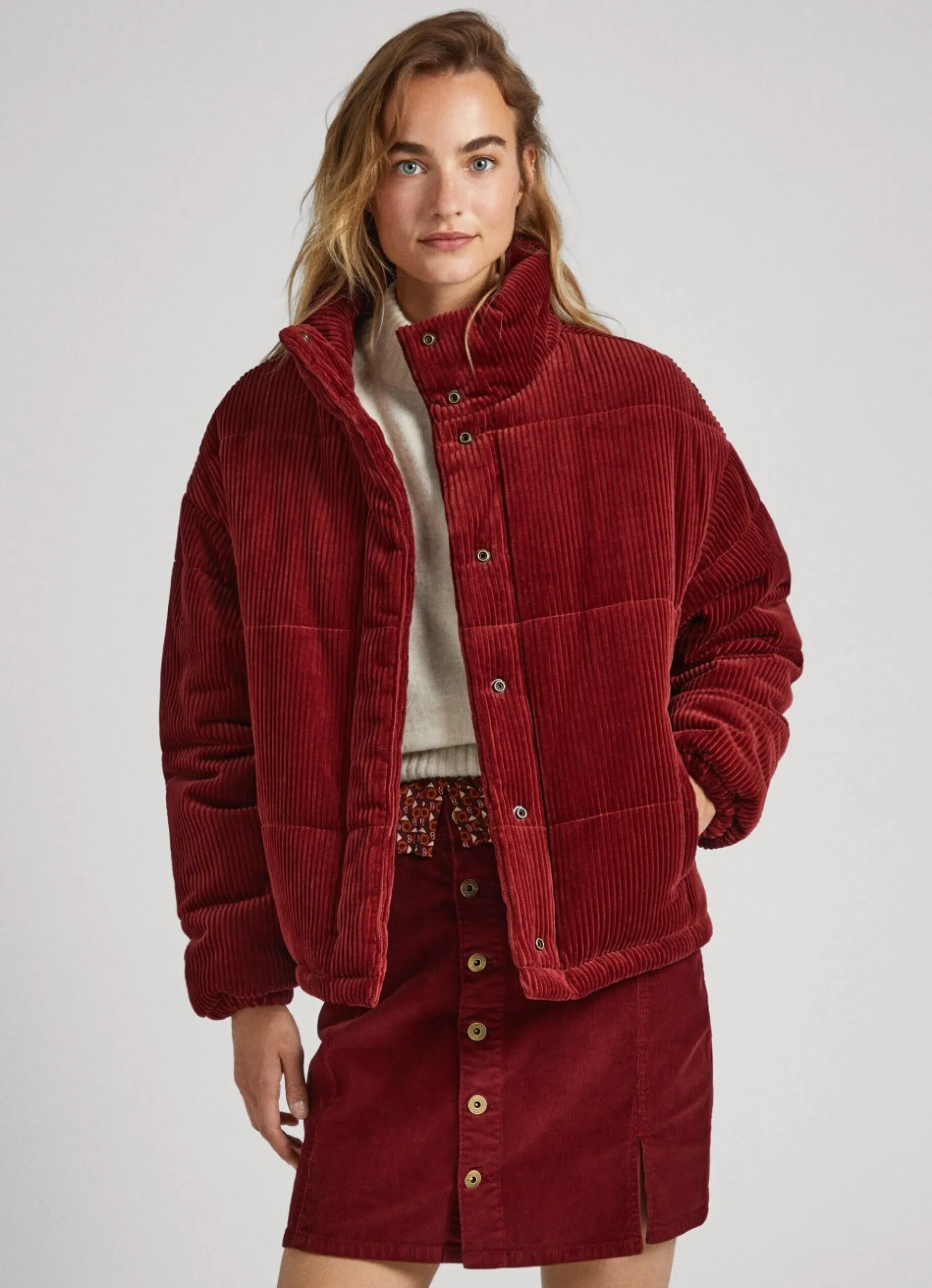 Women Pepe Jeans Oversized Corduroy Puffer Jacket