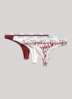 Women Pepe Jeans 3-Pack Elastic Thongs