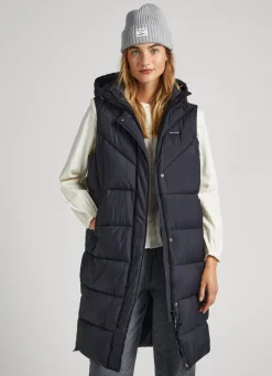 Women Pepe Jeans Padded Vest W/ Hood