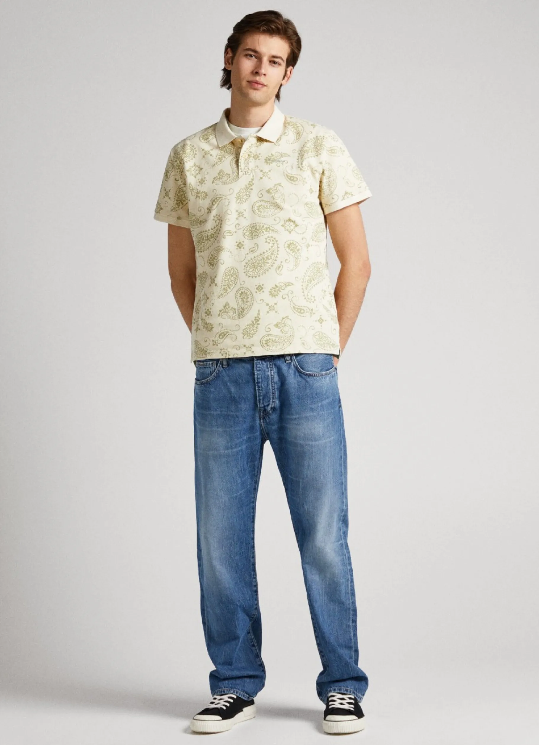 Men Pepe Jeans Paisley Print Pique Polo Shirt