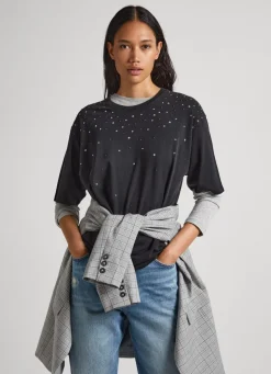 Women Pepe Jeans Pearl Detail T-Shirt