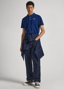 Men Pepe Jeans Pique Polo Shirt W/ Printed Logo