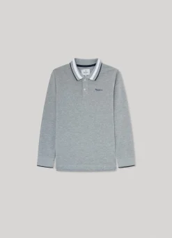 Boy Pepe Jeans Pique Polo Shirt W/Embroidered Logo