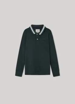 Boy Pepe Jeans Pique Polo Shirt W/Embroidered Logo