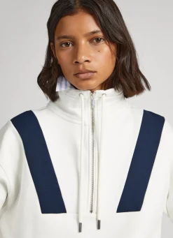Women Pepe Jeans Polo Sweatshirt W/ Half Zip