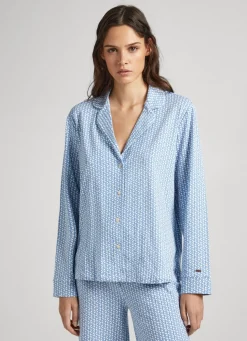 Women Pepe Jeans Printed Logo Cotton Pajama Set