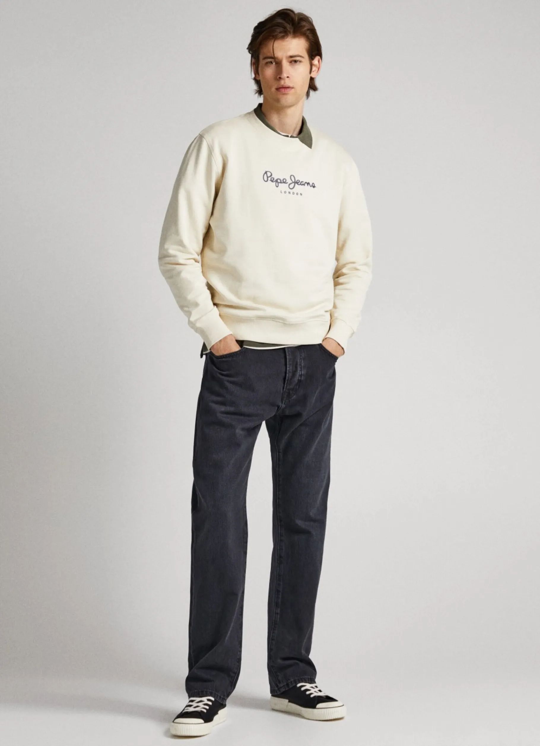 Men Pepe Jeans Printed Logo Cotton Sweatshirt