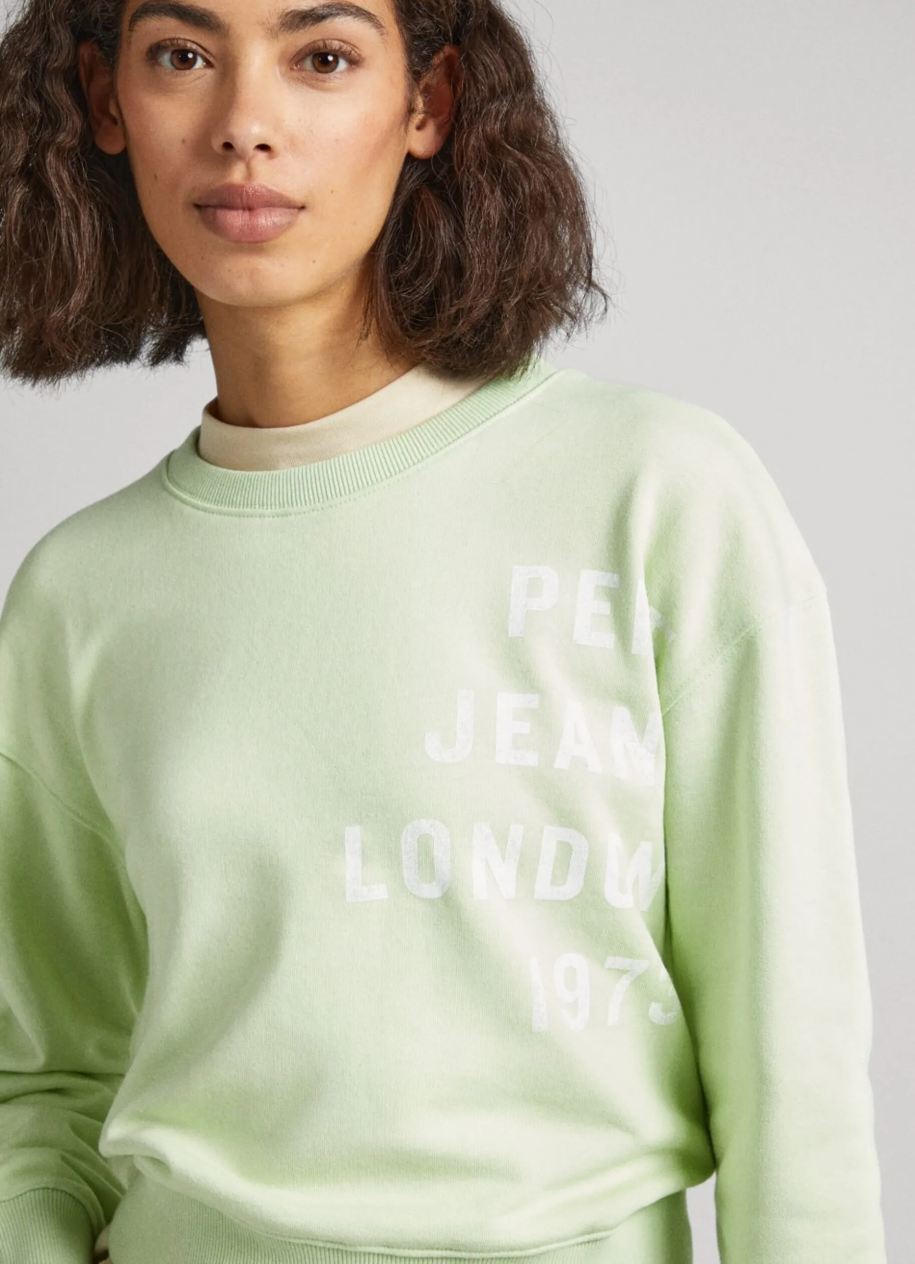 Women Pepe Jeans Printed Logo Cotton Sweatshirt