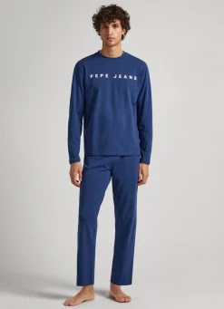 Men Pepe Jeans Printed Logo Cotton Trousers