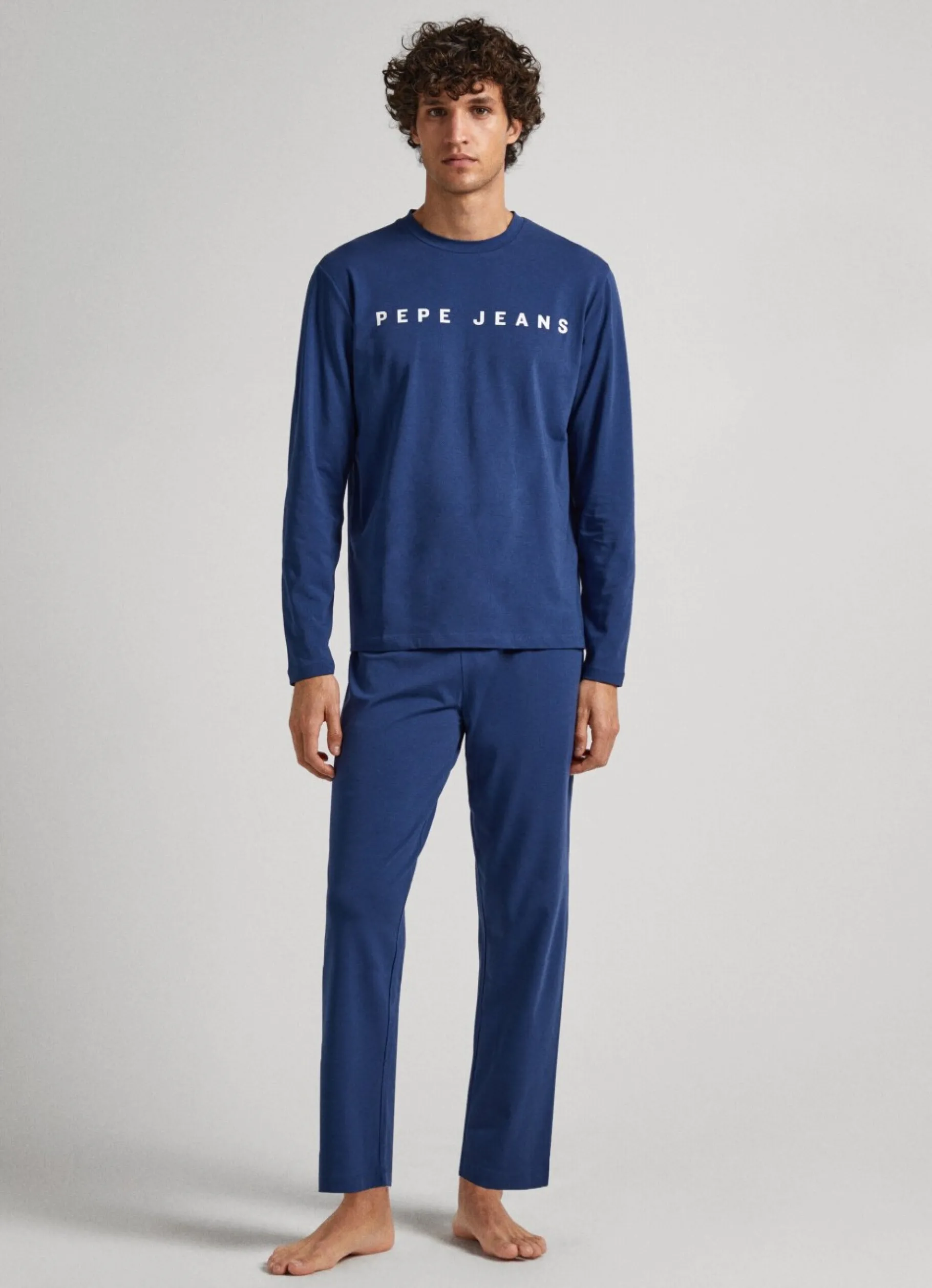Men Pepe Jeans Printed Logo Cotton Trousers