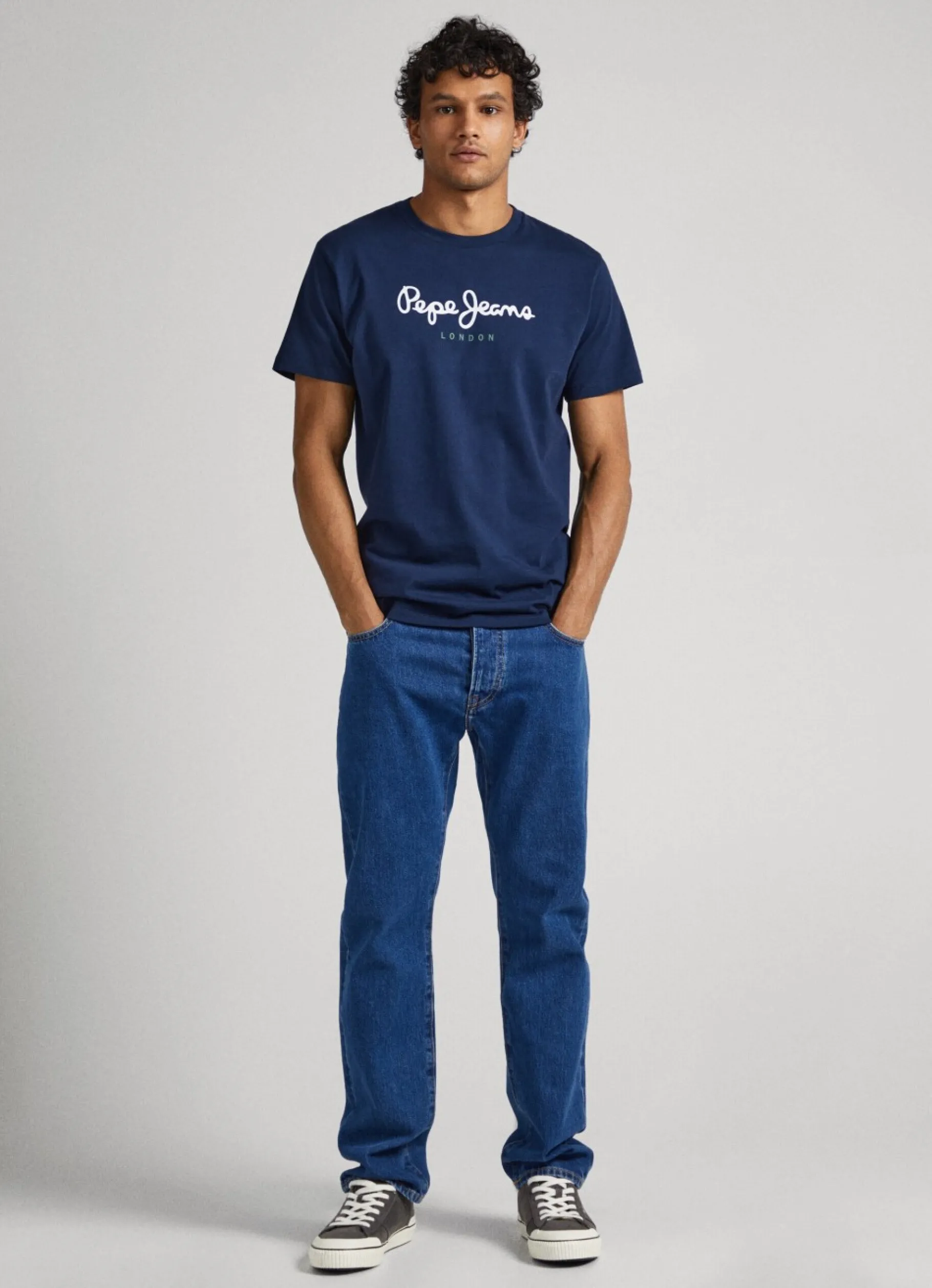 Men Pepe Jeans Printed Logo Cotton T-Shirt