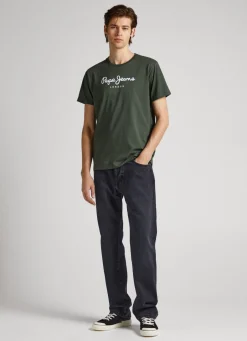 Men Pepe Jeans Printed Logo Cotton T-Shirt