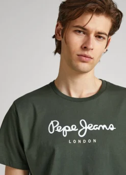 Men Pepe Jeans Printed Logo Cotton T-Shirt