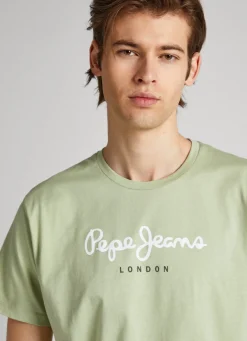 Men Pepe Jeans Printed Logo Cotton T-Shirt