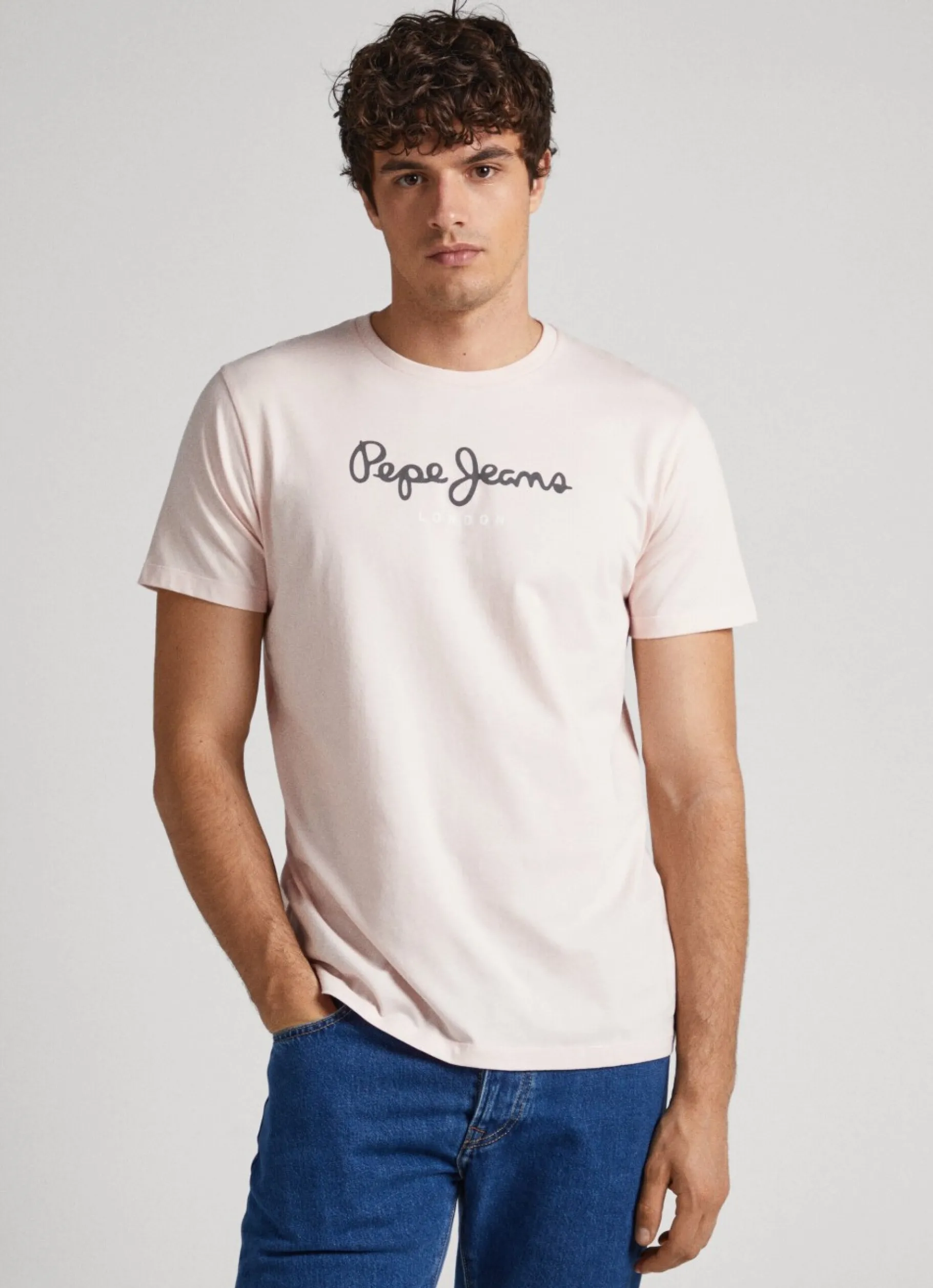 Men Pepe Jeans Printed Logo Cotton T-Shirt