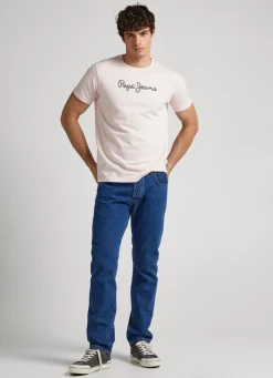 Men Pepe Jeans Printed Logo Cotton T-Shirt