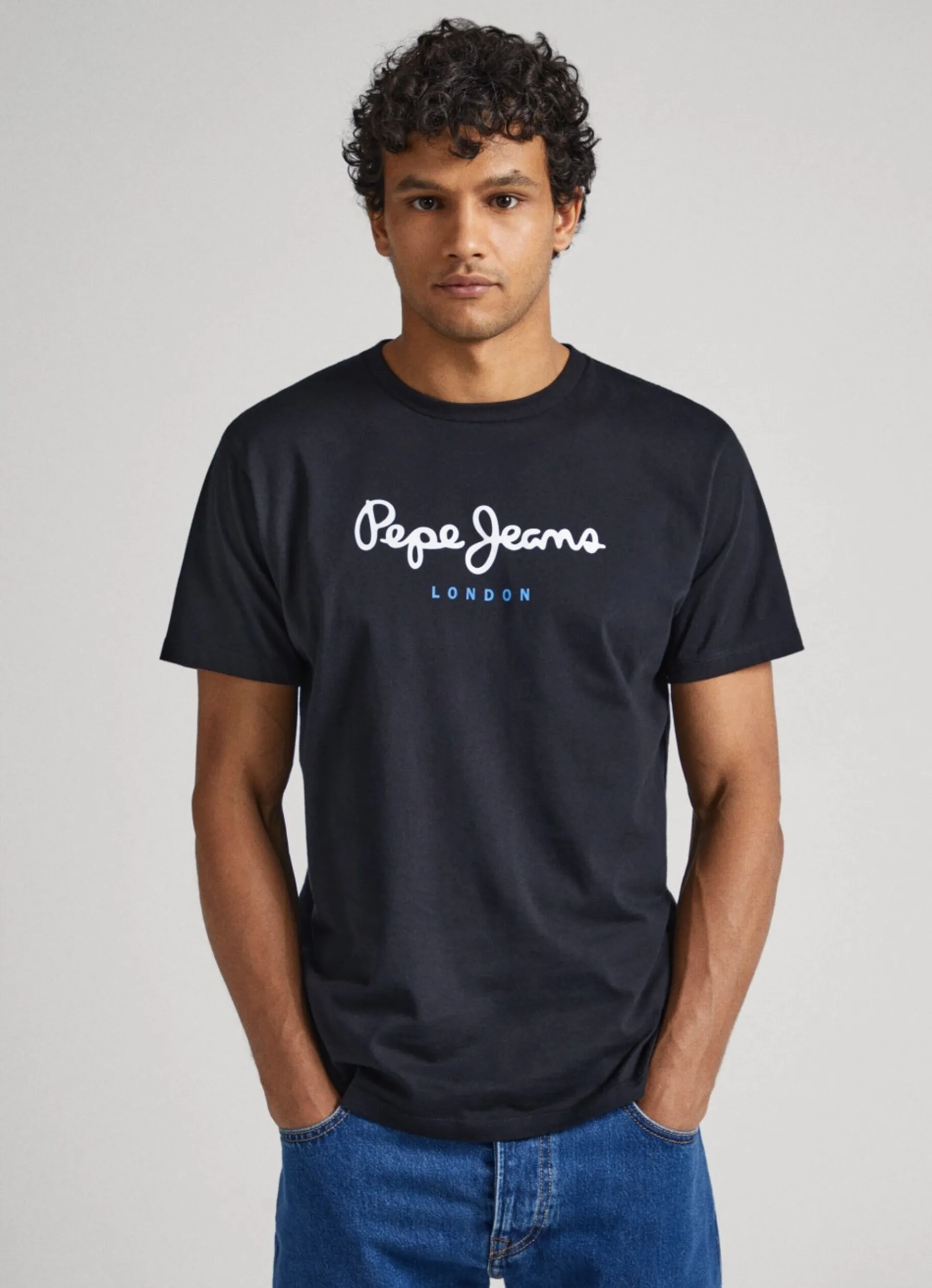 Men Pepe Jeans Printed Logo Cotton T-Shirt