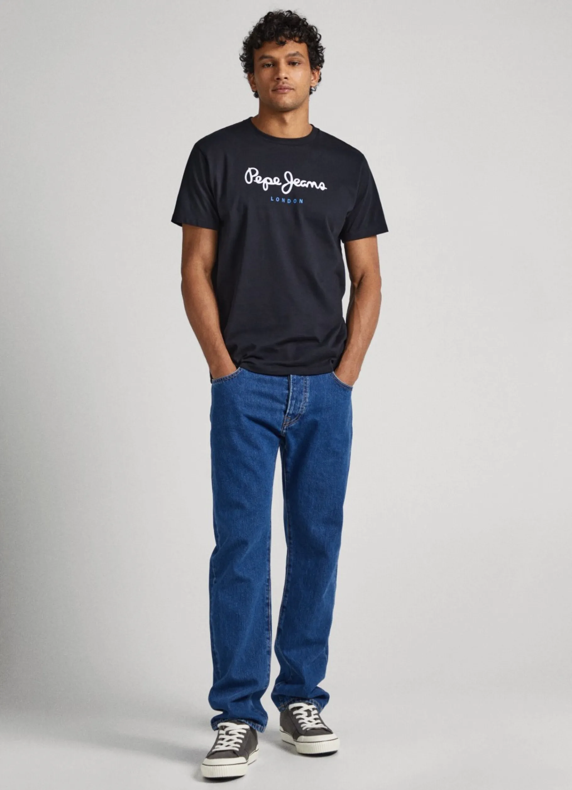 Men Pepe Jeans Printed Logo Cotton T-Shirt