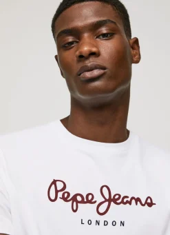 Men Pepe Jeans Printed Logo Cotton T-Shirt