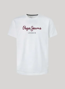 Men Pepe Jeans Printed Logo Cotton T-Shirt