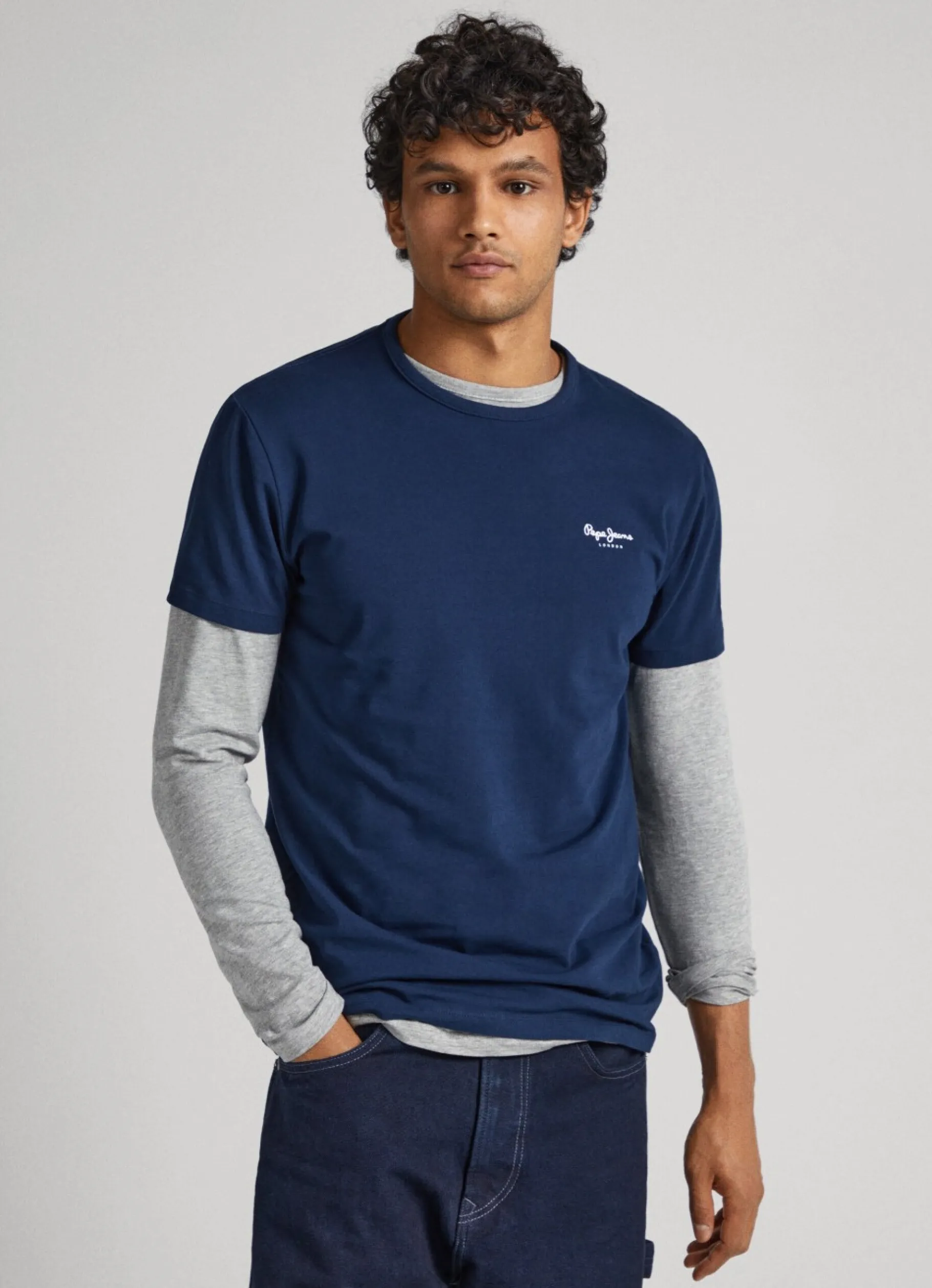 Men Pepe Jeans Printed Logo Cotton T-Shirt
