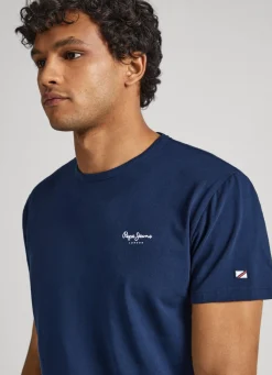 Men Pepe Jeans Printed Logo Cotton T-Shirt